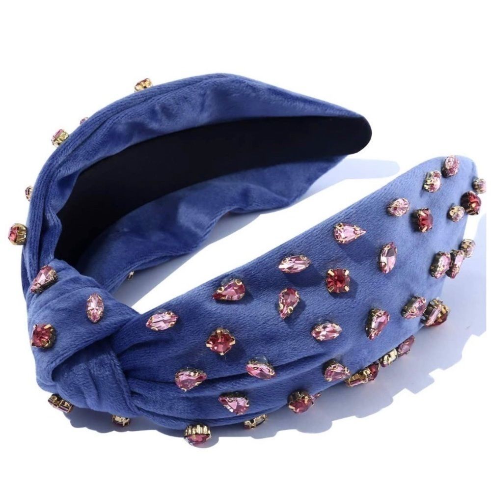 🆕 Knotted Pink Jeweled Headband Embellished